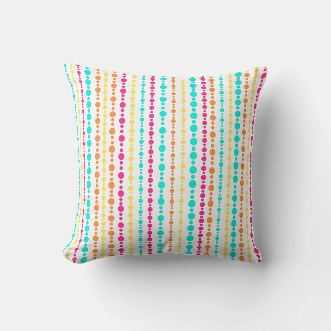 Aqua roze dot stripe 16"x16" Pillow Kussen (Voorkant)
