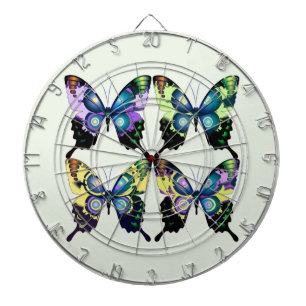 Aqua, Roze en Geel - Elegant Butterflies Dartbord
