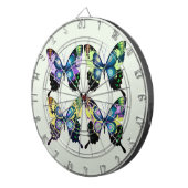 Aqua, Roze en Geel - Elegant Butterflies Dartbord (Voorkant Rechts)