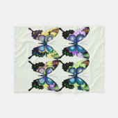 Aqua, Roze en Geel - Elegant Butterflies Fleece Deken (Voorkant (Horizontaal))