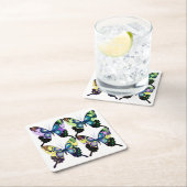Aqua, Roze en Geel - Elegant Butterflies Kartonnen Onderzetters (Insitu)