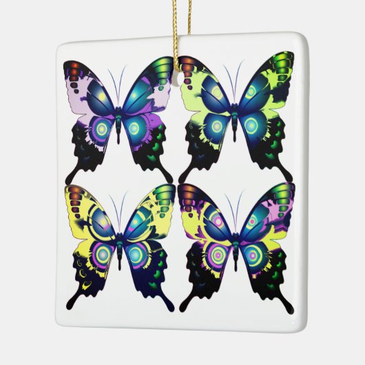 Aqua, Roze en Geel - Elegant Butterflies Keramisch Ornament (Links)