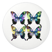 Aqua, Roze en Geel - Elegant Butterflies Keramische Knop (Voorkant)