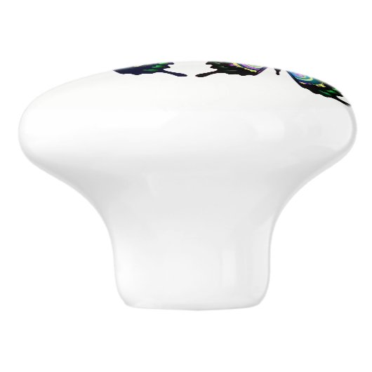 Aqua, Roze en Geel - Elegant Butterflies Keramische Knop (Zijkant)