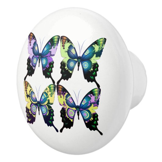 Aqua, Roze en Geel - Elegant Butterflies Keramische Knop (Rechts)