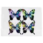 Aqua, Roze en Geel - Elegant Butterflies Large Cadeautasje (Achterkant)