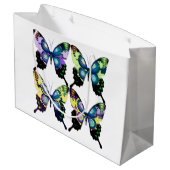 Aqua, Roze en Geel - Elegant Butterflies Large Cadeautasje (Achterkant Gekanteld)