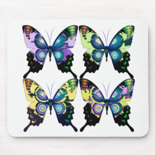 Aqua, Roze en Geel - Elegant Butterflies Muismat