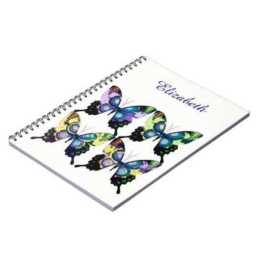 Aqua, Roze en Geel - Elegant Butterflies Notitieboek (Linkerzijde)