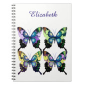 Aqua, Roze en Geel - Elegant Butterflies Notitieboek (Voorkant)