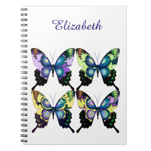 Aqua, Roze en Geel - Elegant Butterflies Notitieboek