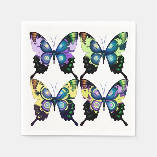 Aqua, Roze en Geel - Elegant Butterflies Servet (Voorkant)