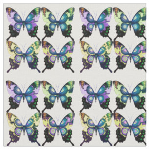 Aqua, Roze en Geel - Elegant Butterflies Stof
