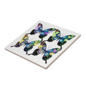 Aqua, Roze en Geel - Elegant Butterflies Tegeltje (Zijkant)