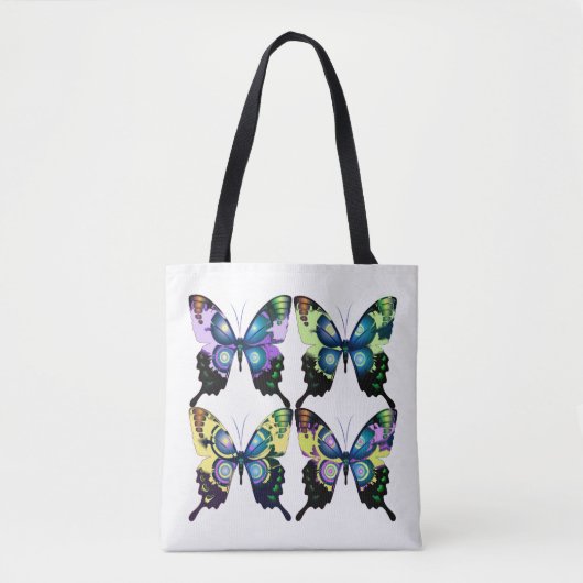 Aqua, Roze en Geel - Elegant Butterflies Tote Bag (Voorkant)