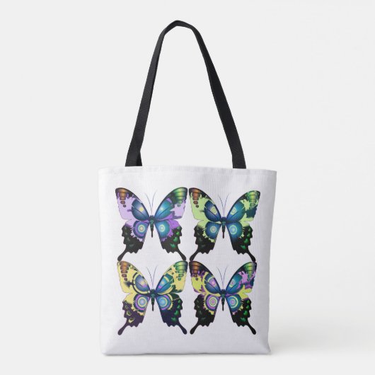 Aqua, Roze en Geel - Elegant Butterflies Tote Bag (Achterkant)
