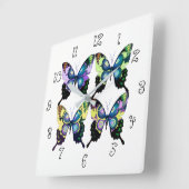 Aqua, Roze en Geel - Elegant Butterflies Vierkante Klok (Hoek)