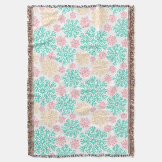 Aqua Roze en Gouden Sneeuwvlokken in de Winter Deken (Voorkant Verticaal)