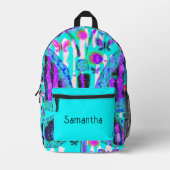  Aqua Roze en Paarse Vlinders Bedrukte Rugzak (Voorkant)