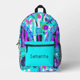  Aqua Roze en Paarse Vlinders Bedrukte Rugzak