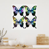 Aqua roze geel - Elegante Vlinders Poster (Keuken)