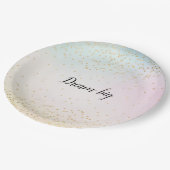 Aqua Roze Geel Goud Confetti Papieren Bordje (Gekanteld)