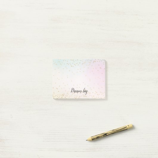 Aqua Roze Geel Goud Confetti Post-it® Notes (Op bureau)