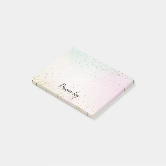 Aqua Roze Geel Goud Confetti Post-it® Notes (Schuin)