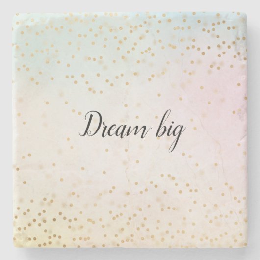 Aqua Roze Geel Goud Confetti Stenen Onderzetter (Voorkant)