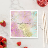 Aqua Roze Geel Goud Leopard Print Waterverf Servet (Insitu)