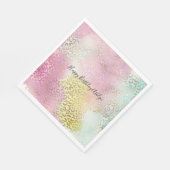Aqua Roze Geel Goud Leopard Print Waterverf Servet (Hoek)
