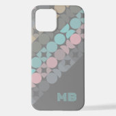 Aqua Roze Grijs Beige Mideeuw Cirkels Patroon iPhone Hoesje (Achterkant)