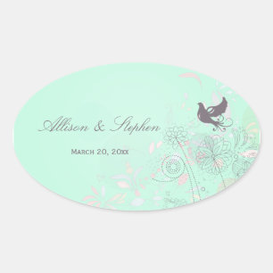 Aqua, roze + grijze stickers voor lentebruiloft