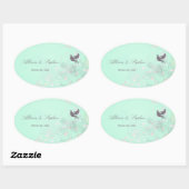 Aqua, roze + grijze stickers voor lentebruiloft (Vel)