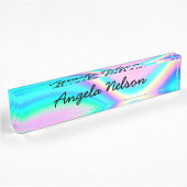Aqua Roze Iriserende Regenbooggolf Naambordje