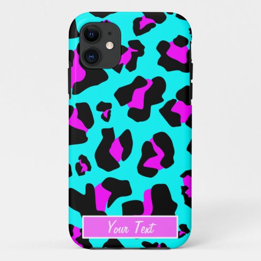 Aqua/Roze Luipaardprint - Personaliseer Case-Mate iPhone Case (Achterkant)