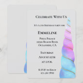 Aqua Roze Paarse Eenhoorn Verjaardag Kaart (Voorkant / Achterkant)