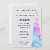 Aqua Roze Paarse Eenhoorn Verjaardag Kaart (Voorkant)