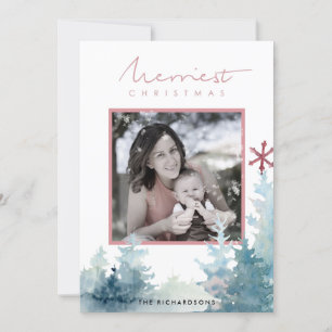 AQUA ROZE PIJNBOOM SNEEUW OVERLAY FOTO KERSTMIS FEESTDAGENKAART