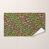 Aqua & Roze Retro Bloemen Handdoek (Handdoek)