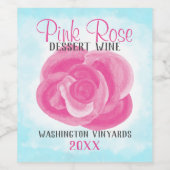 Aqua, roze roos fles- of verpakkingslabel wijn etiket (Enkel label)