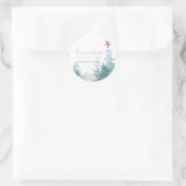 AQUA ROZE SNEEUWBOS STER DENNENBOOM KERSTMIS RONDE STICKER (Tas)