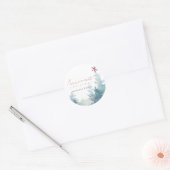 AQUA ROZE SNEEUWBOS STER DENNENBOOM KERSTMIS RONDE STICKER (Envelop)