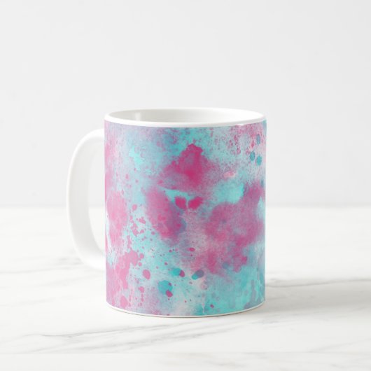 Aqua Roze Waterverf Wassen &  foto Mok (Voorkant links)