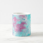 Aqua Roze Waterverf Wassen & Monogram Mok (Center)