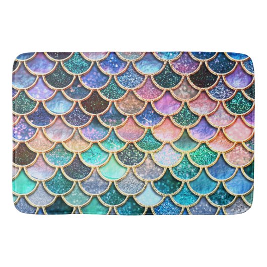 Aqua Roze Zeemeermin Glitter Scales- Zeemeermin Badmat (Voorkant)