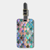 Aqua Roze Zeemeermin Glitter Scales- Zeemeermin Bagagelabel (Voorkant verticaal)