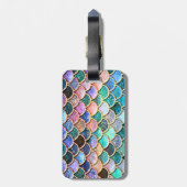 Aqua Roze Zeemeermin Glitter Scales- Zeemeermin Bagagelabel (Achterkant verticaal)