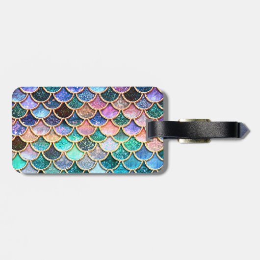 Aqua Roze Zeemeermin Glitter Scales- Zeemeermin Bagagelabel (Achterkant horizontaal)