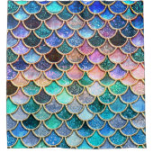Aqua Roze Zeemeermin Glitter Scales- Zeemeermin Douchegordijn (Voorkant)